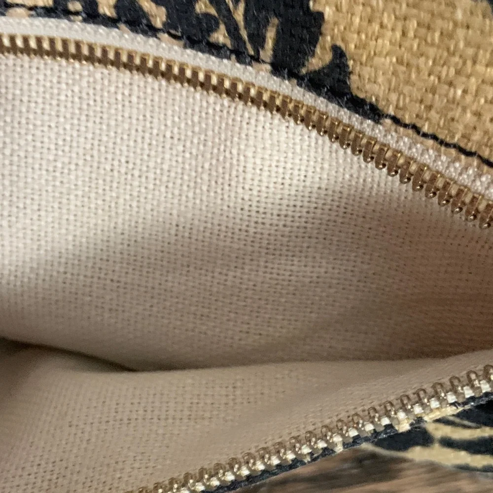Spartina 449 Black and Tan Linen Floral Wristlet